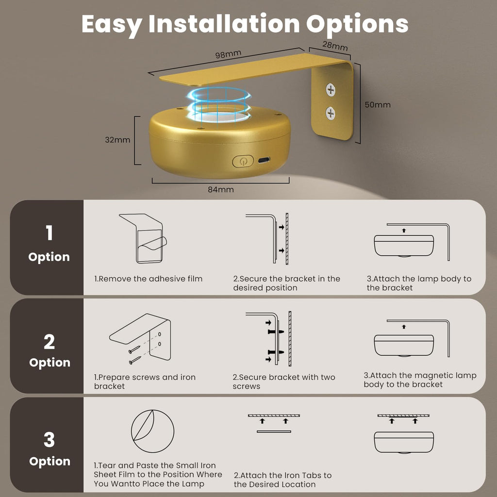 6Pack Picture Lights for Wall, 2000mAh Rechargeable Magnetic LED Art Display Lights with Remote Dimmable and Timer,3