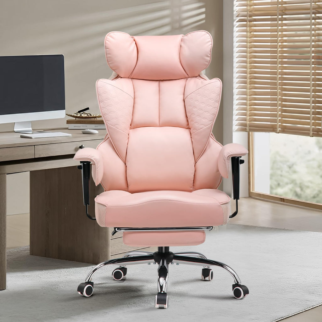 Big and Tall Gaming Chair 400lbs Heavy Duty Office Chair with Foot Rest & Ergonomic Pocket Spring Lumbar Support