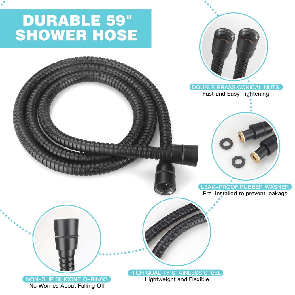 Shower Head with Handheld, High Pressure Handheld 6 Settings, Detachable Shower Head Set with Stainless Steel Hose