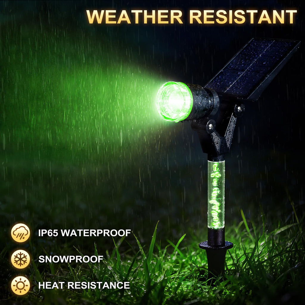 Solar Spot Lights Outdoor Waterproof Green Lens LED 4 Pack