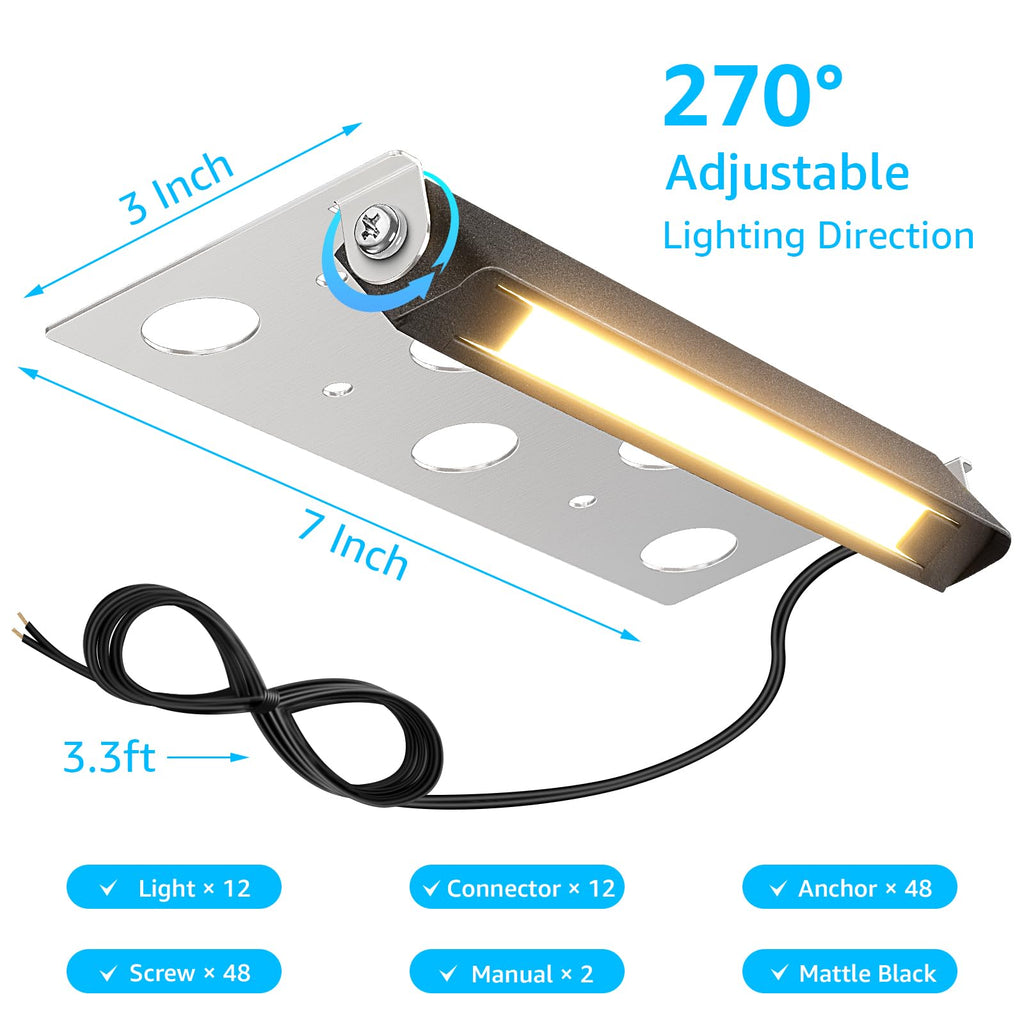 7 Inch Retaining Wall Lights 5W LED Hardscape Lighting Low Voltage Step Lights 3000K Warm White Waterproof