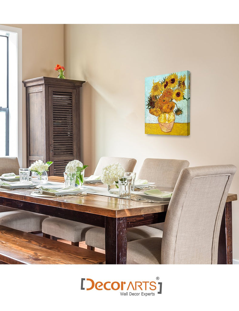 Twelve Sunflowers, Vincent Reproduction. Giclee Canvas Prints Wall Art Decor 20x16
