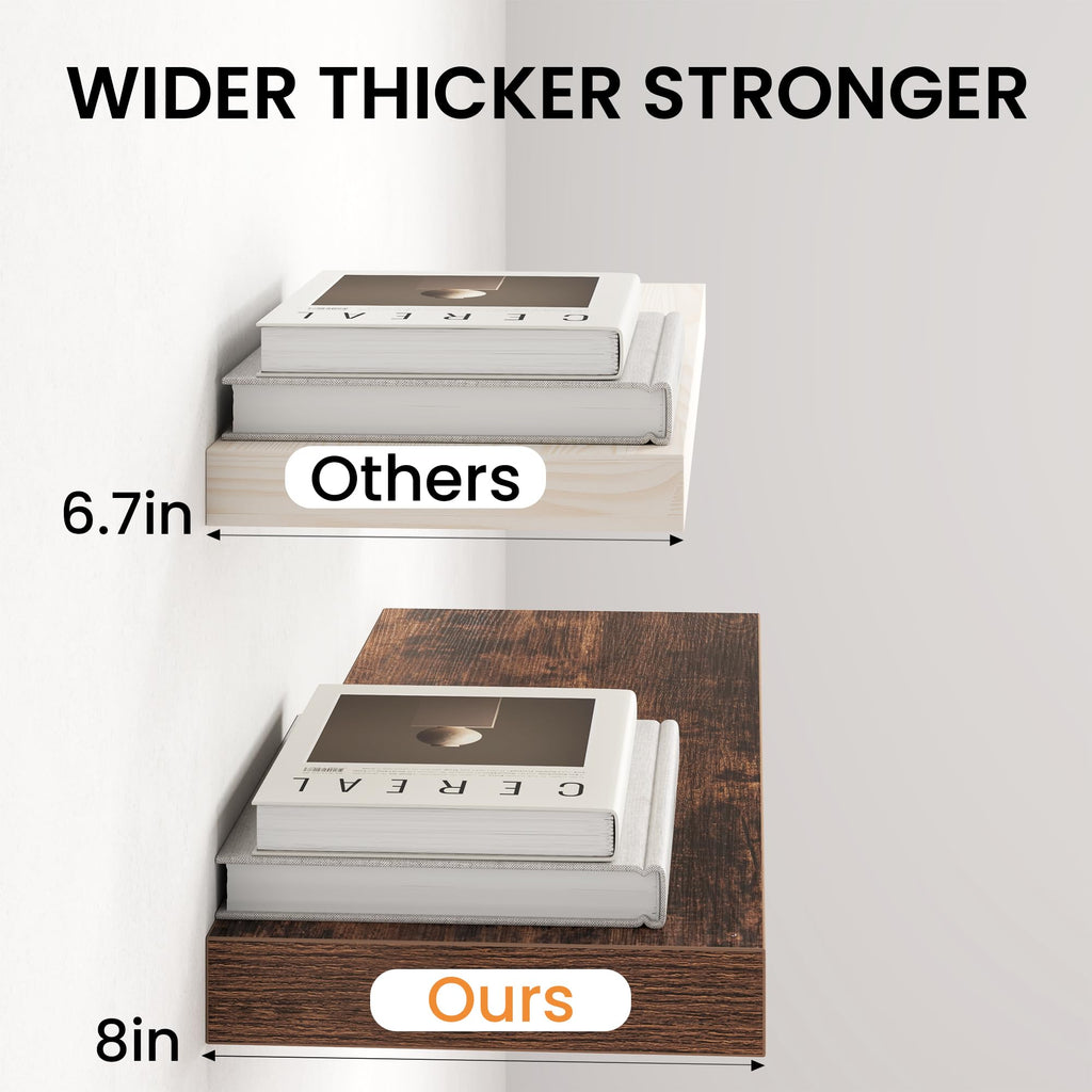 30Inch Floating Shelves for Wall, 8 Inch Deep Shelves |Bedroom|Kitchen Wall Mounted, Wood Hanging Shelf with