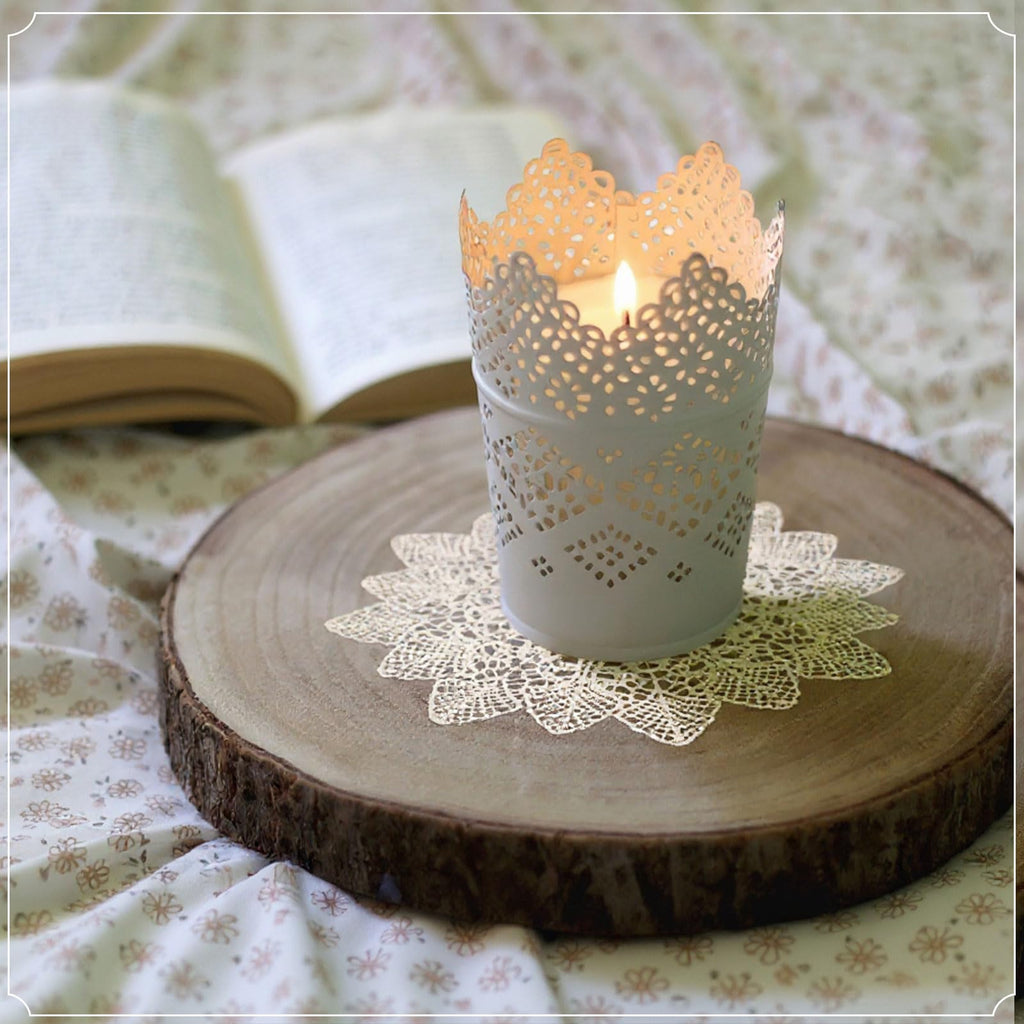 18 Pcs 10 Inch Lace Doilies for Tables, Beige Crochet Lace Placemat