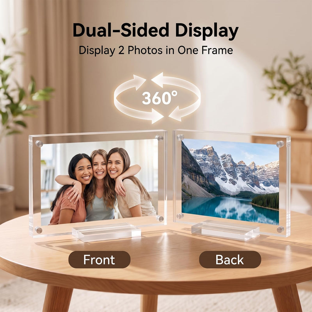 3 Pack 8x10 Acrylic Picture Frames, Double Sided Magnetic Display