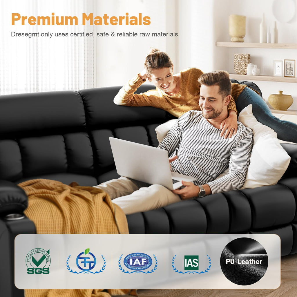 Recliner Sofa Set with Storage Console, Flip Middle Backrest Design 3 Seater Reclining Sofa and 2PC Single Recliner