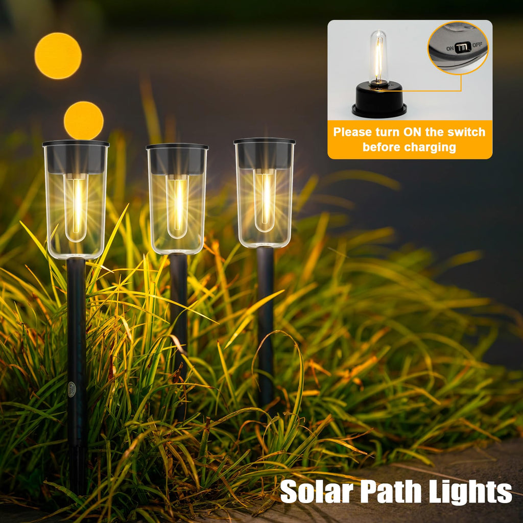 Solar Pathway Lights Outdoo 8 Pack, Bright Solar Path Lights Outdoor, IP65 Waterproof Solar Garden Lights Solar