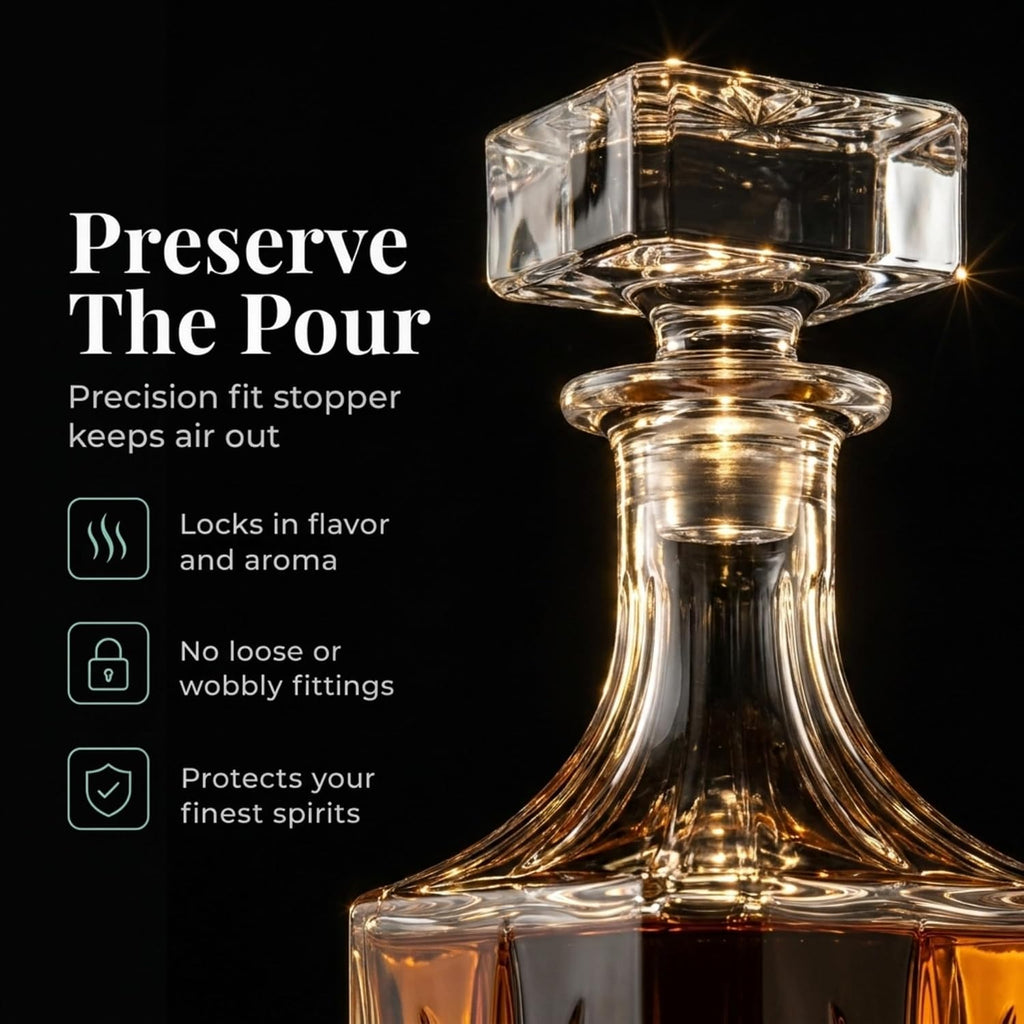 Whiskey Decanter Set with 2 Old Fashioned Whisky Glasses for Liquor Scotch Bourbon or Wine - Irish Cut