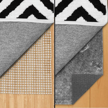Extra Strong Rug Pad Gripper and Felt and Natural Rubber Rug Pad, 5x7, White and Grey, Hard Floor, 2 Pack - Set of 2