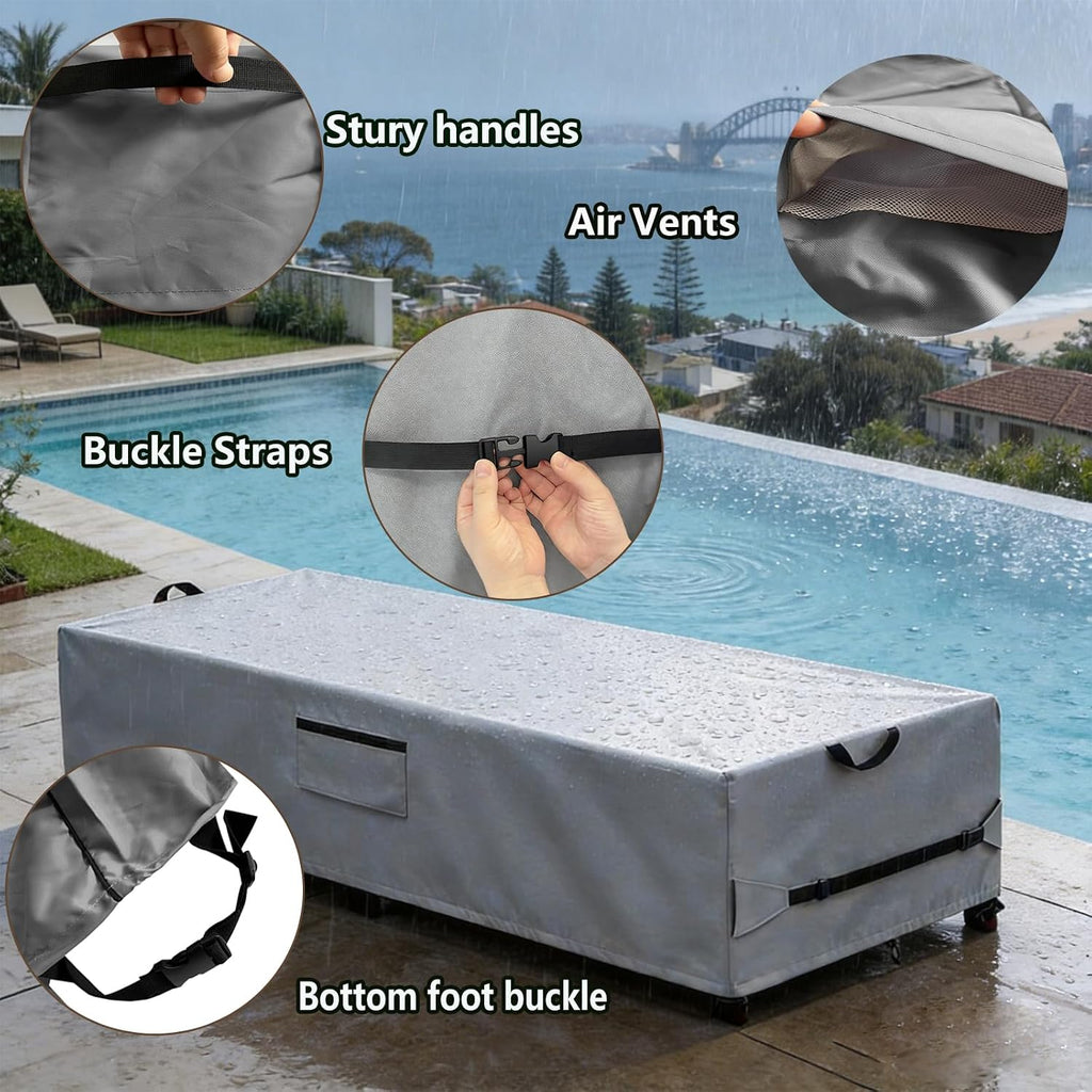 600D Waterproof Outdoor Chaise Lounge Covers 2 Pack,80"Lx28"Wx14"H inch | Heavy Duty Waterproof Weather Resistant