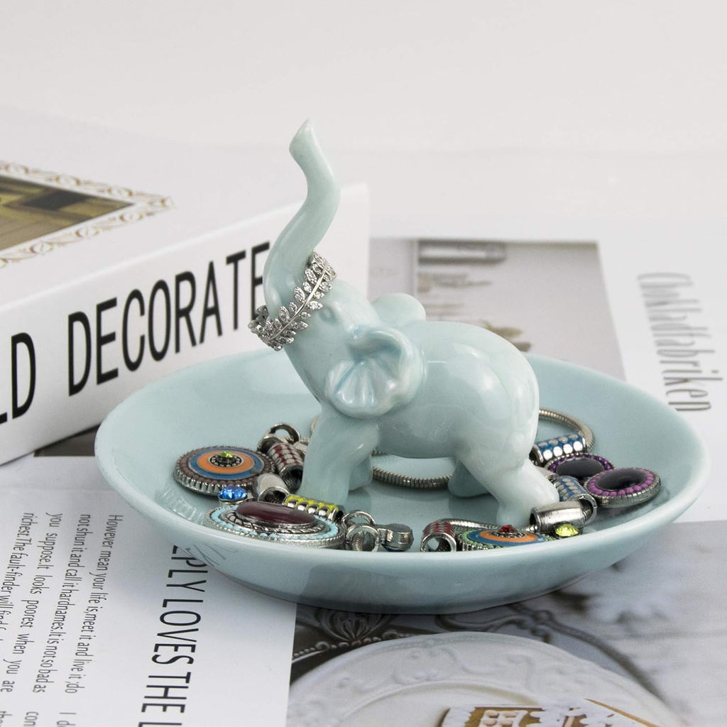Elephant Gifts for Women Mom, Blue Elephant Ring Holder for Jewelry, Christmas Birthday Gifts for Women Mom Her