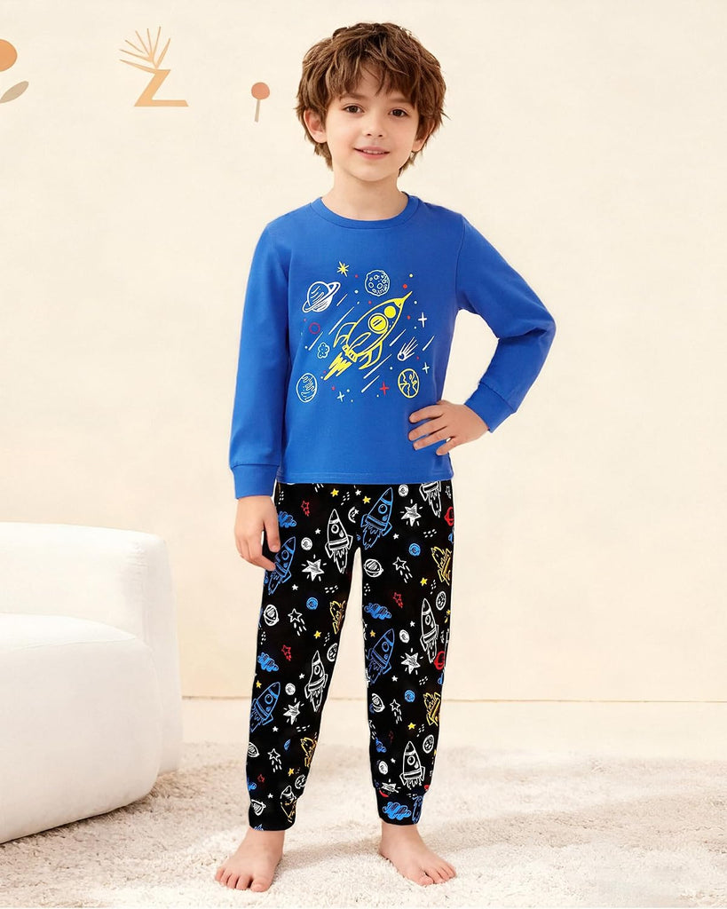 Boys Pajamas Long Sleeve Top Long Pants Pajama Sets Kids Funny Prints Pjs 2 Piece Boy Sleepwear