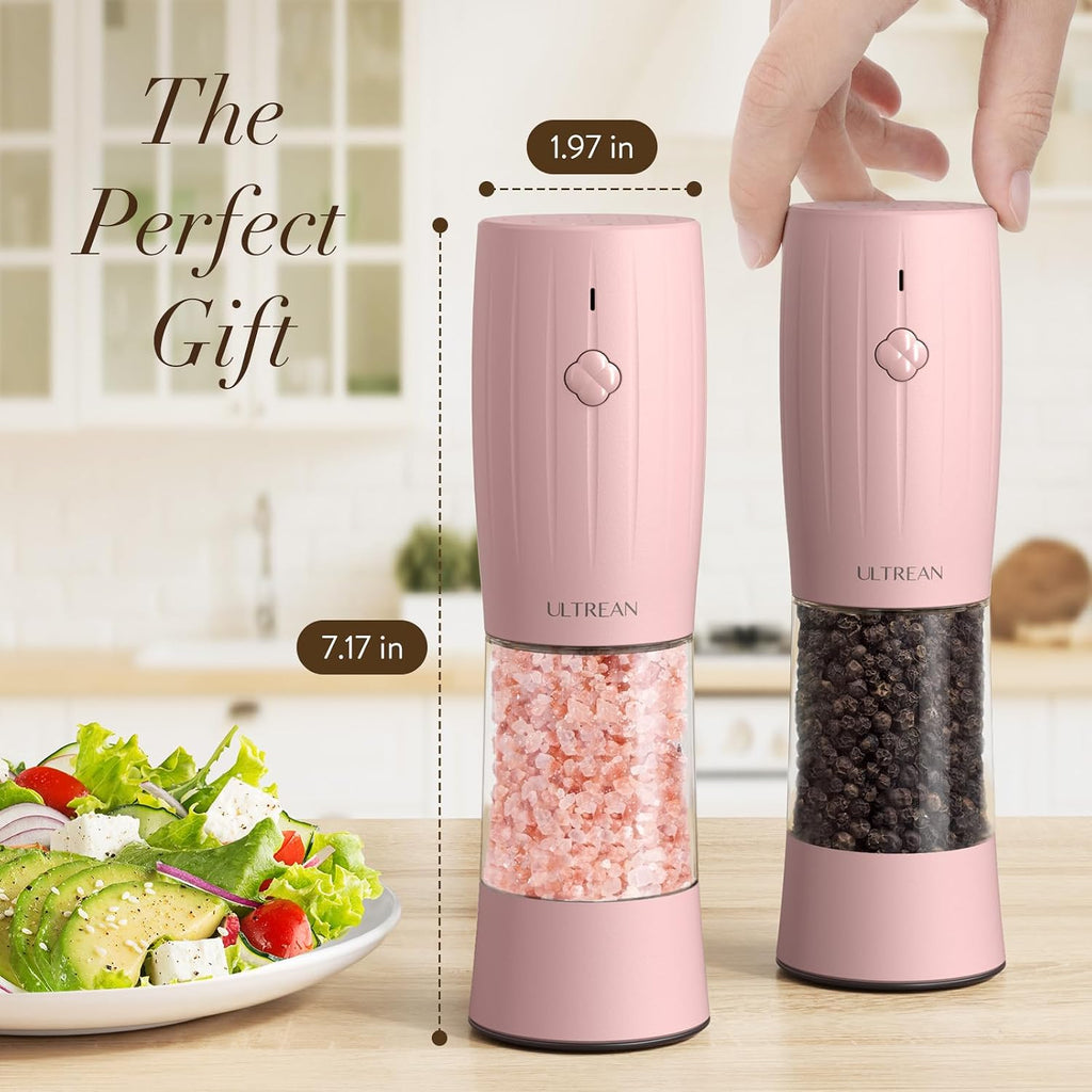 Electric Salt and Pepper Grinder Set, USB-C Rechargeable, Salt and Pepper Shakers Spice Mill with 6 Adjustable - Set of 2
