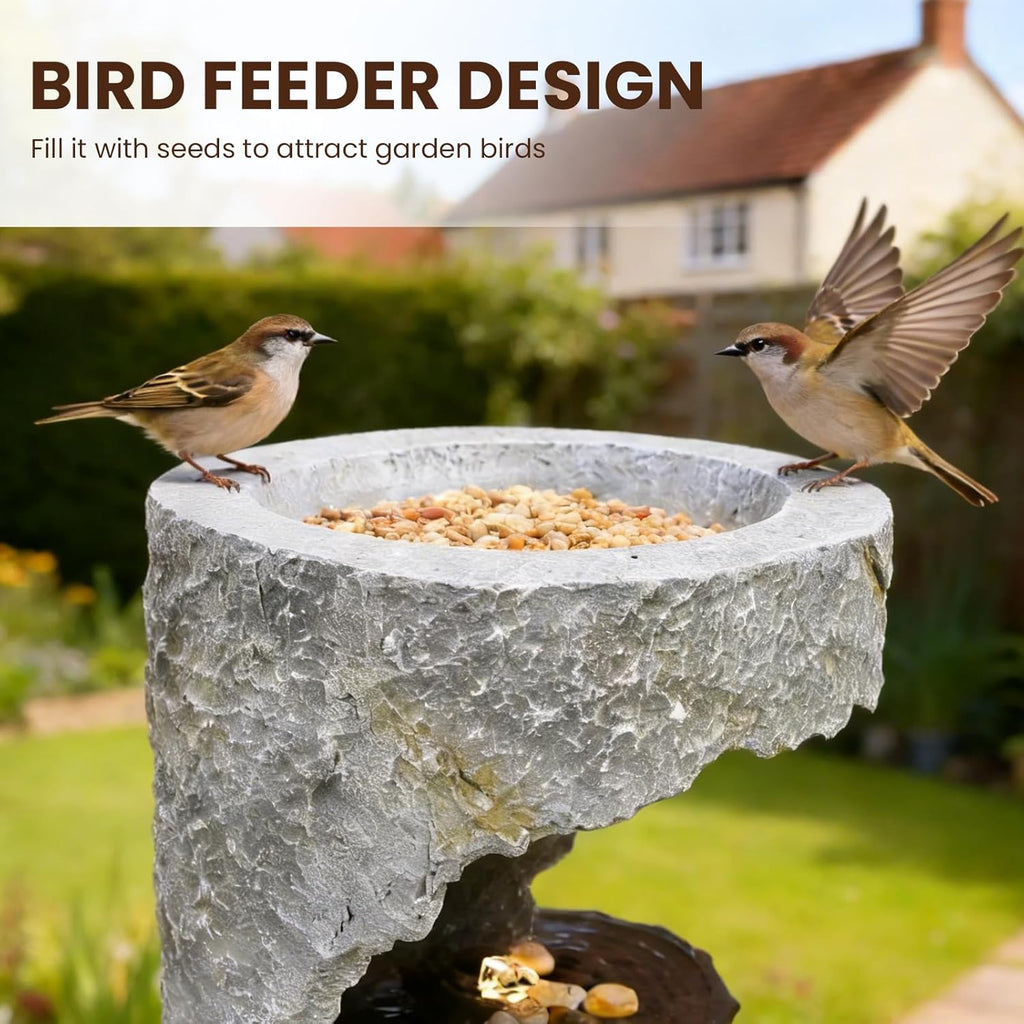 35.5" H Water Fountain with Planter, Modern Spiral Waterfall for Outdoor and Indoor