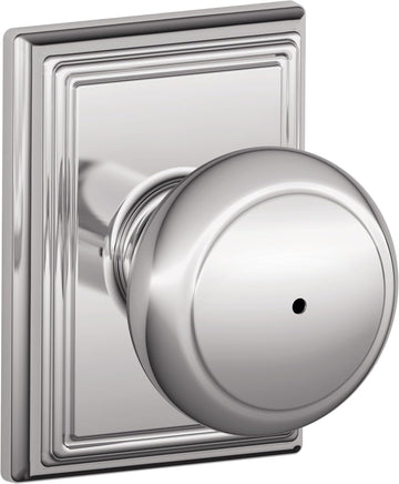 Andover Bed/Bath Privacy Door Knob with Lock, Bright Chrome