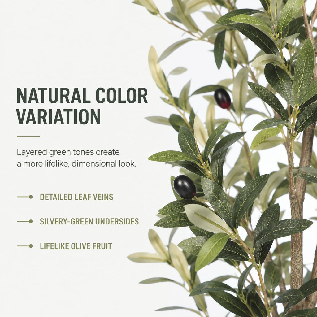 6FT Olive Trees Artificial Indoor - Thick Trunk & Lifelike Fruits