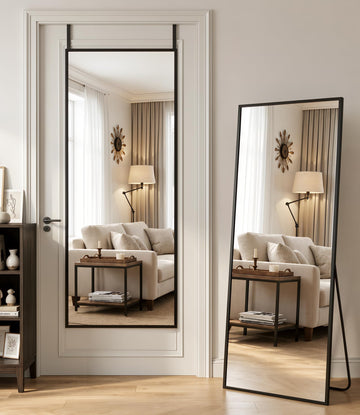 58"×20" Over the Door Full Length Mirror, Black