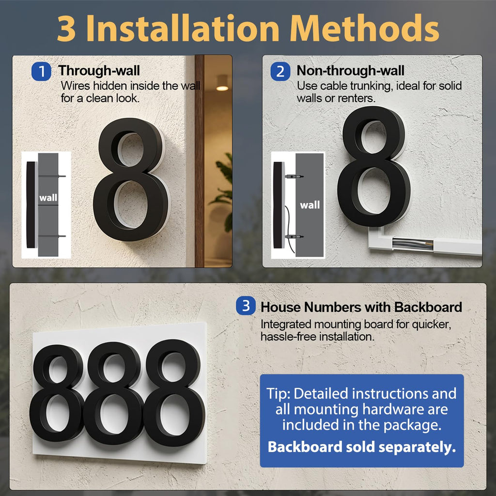 Custom LED House Numbers, Solar or Plug-in Powered Address Signs s