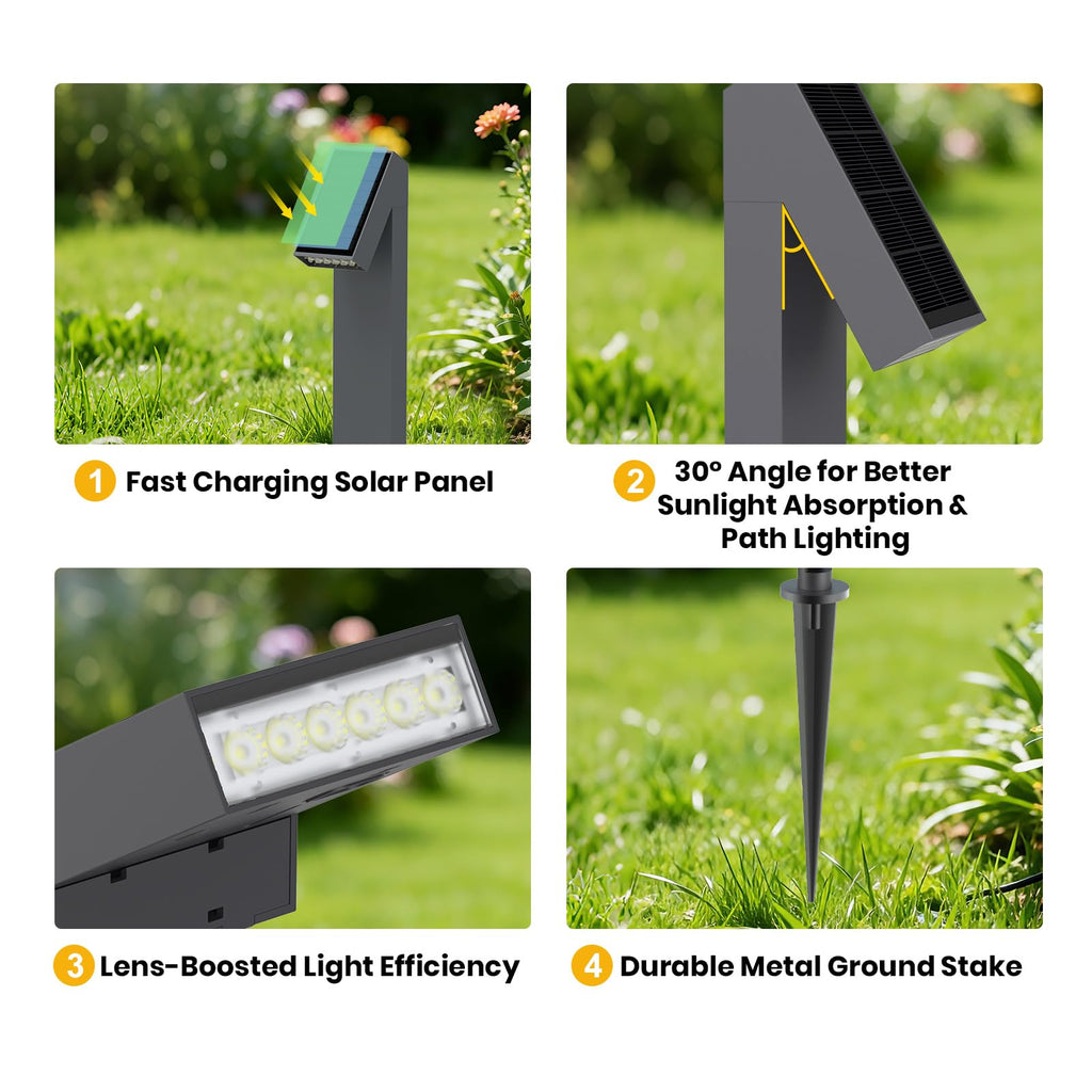 Solar Pathway Lights, 3000K Metal Solar Landscape Lights Outdoor