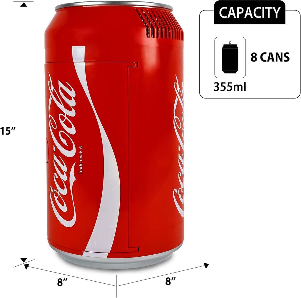 Portable 8 Can Thermoelectric Mini Fridge 5.4 L/ 5.7 Quarts Capacity, 12V DC/110V AC Cooler for home, cabin, beer