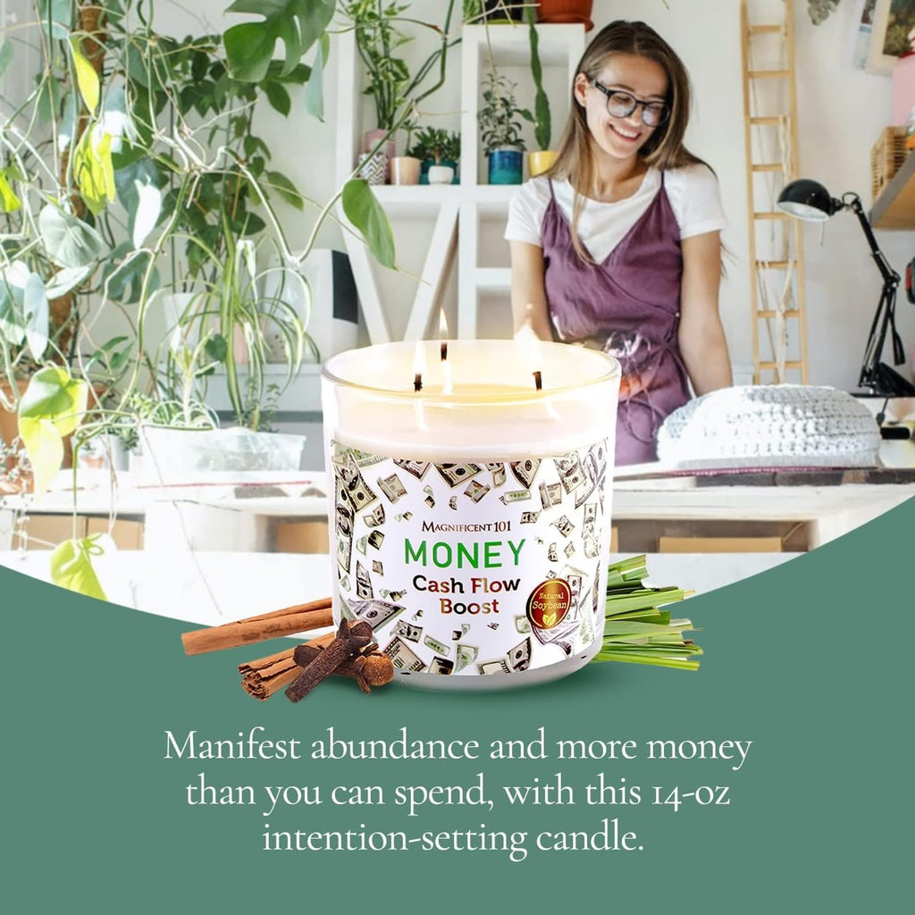 Clove Money Glass Candle for Boost Your Cash Flow, 3-Wick