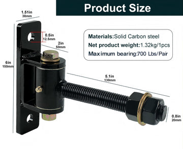 Heavy Duty T-Bolt Gate Hinge, 700 lbs Capacity, Built-in Ball Bearing