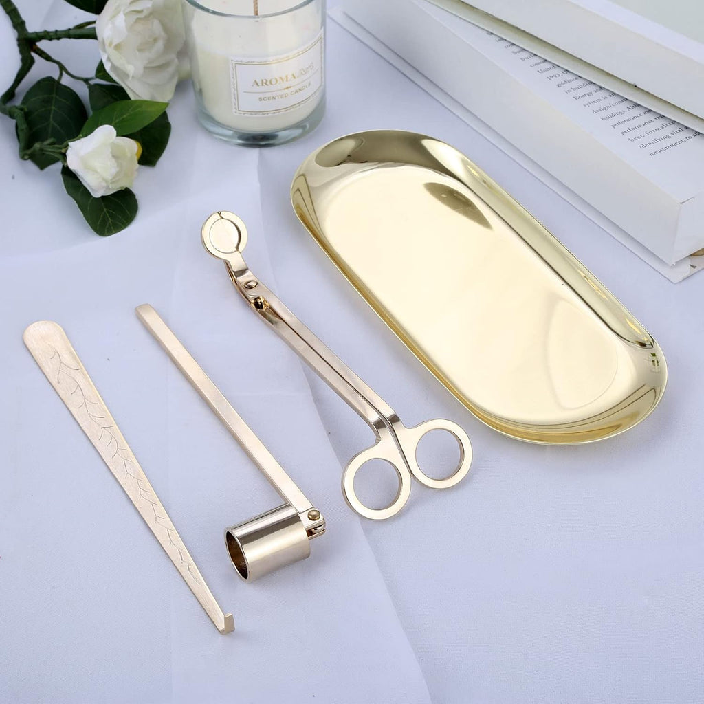 4-in-1 Stainless Steel Candle Care Kit for Candle Lovers, Gold - Set of 4