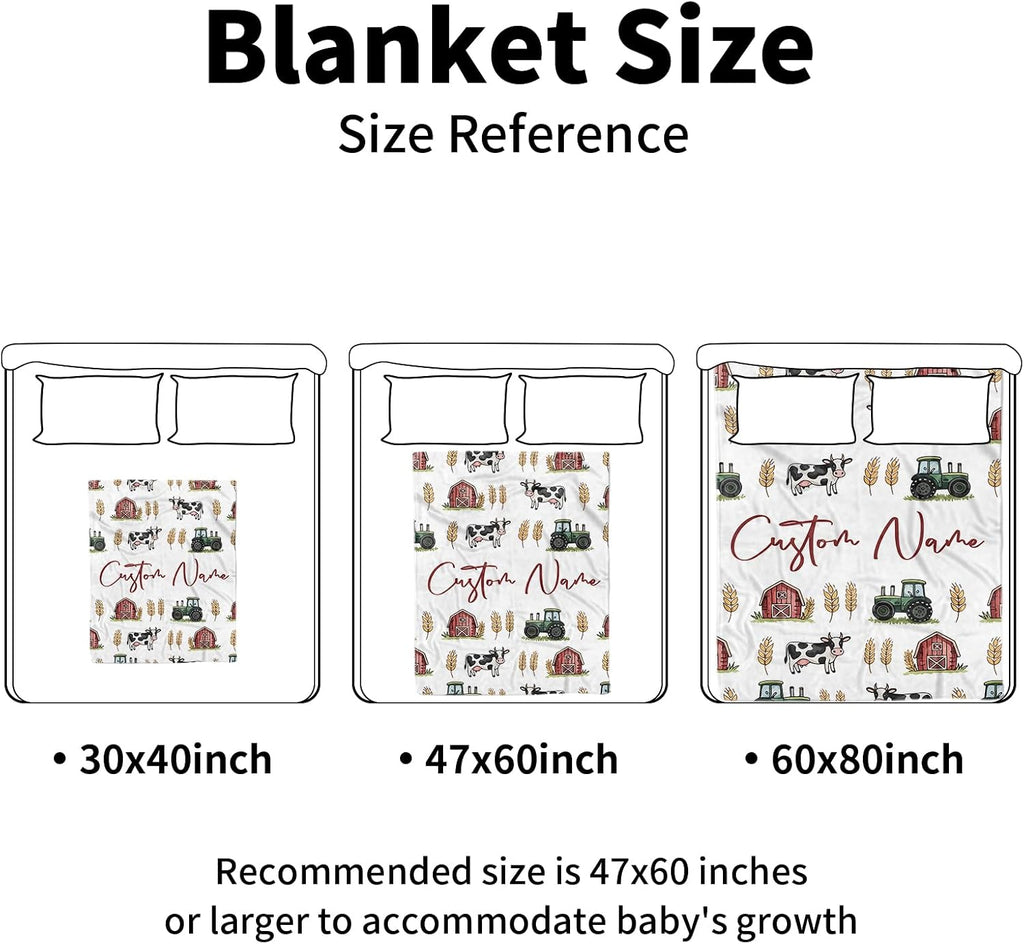Blanket for Boys Girls- Custom Name Minky Dot Blanket with Farm Theme, Soft Cozy Throw for Newborns and Toddlers