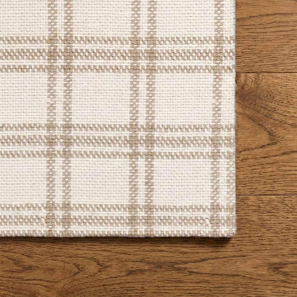 Dhyana Wool Living Room, Bedroom Area Rug - Plaid Checkered Geometric Striped - Contemporary Farmhouse Modern