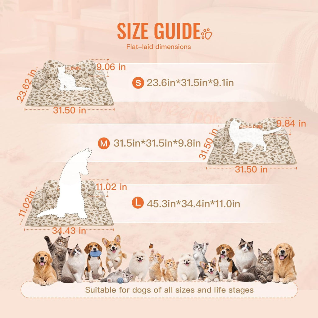 Calming Dog Bed Mat with Neck & Head Support for Indoor Cats