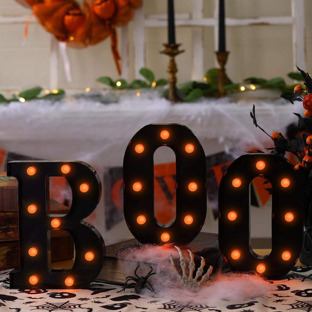 Halloween Decorations-3 Marquee Light up Letters "BOO" Decorative Sign - Set of 3