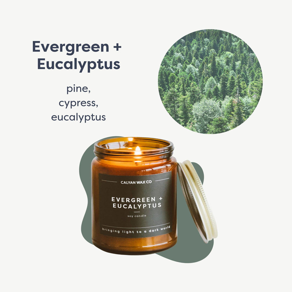Evergreen & Eucalyptus Scented Candle - 57 Hour Burn