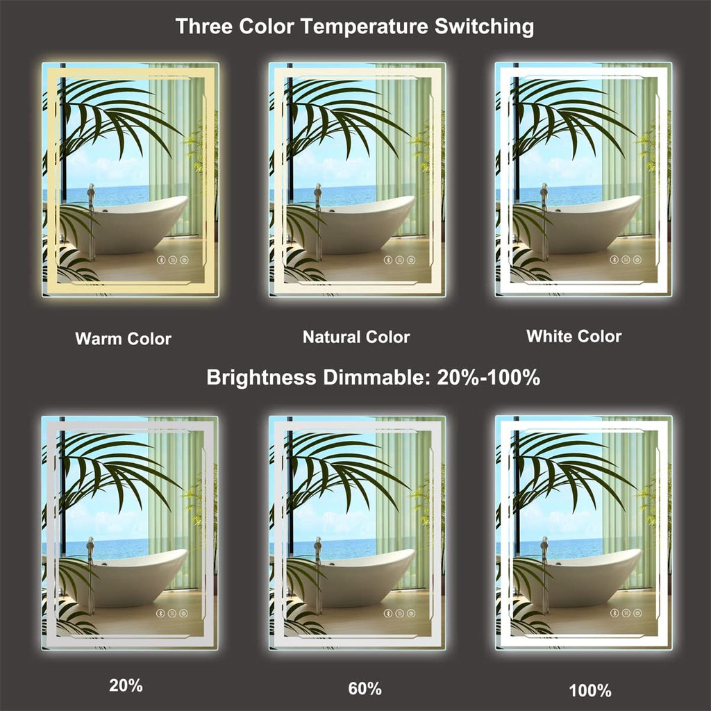 24x32 in LED Bathroom Vanity Makeup Mirror with Lights & Bluetooth Speaker