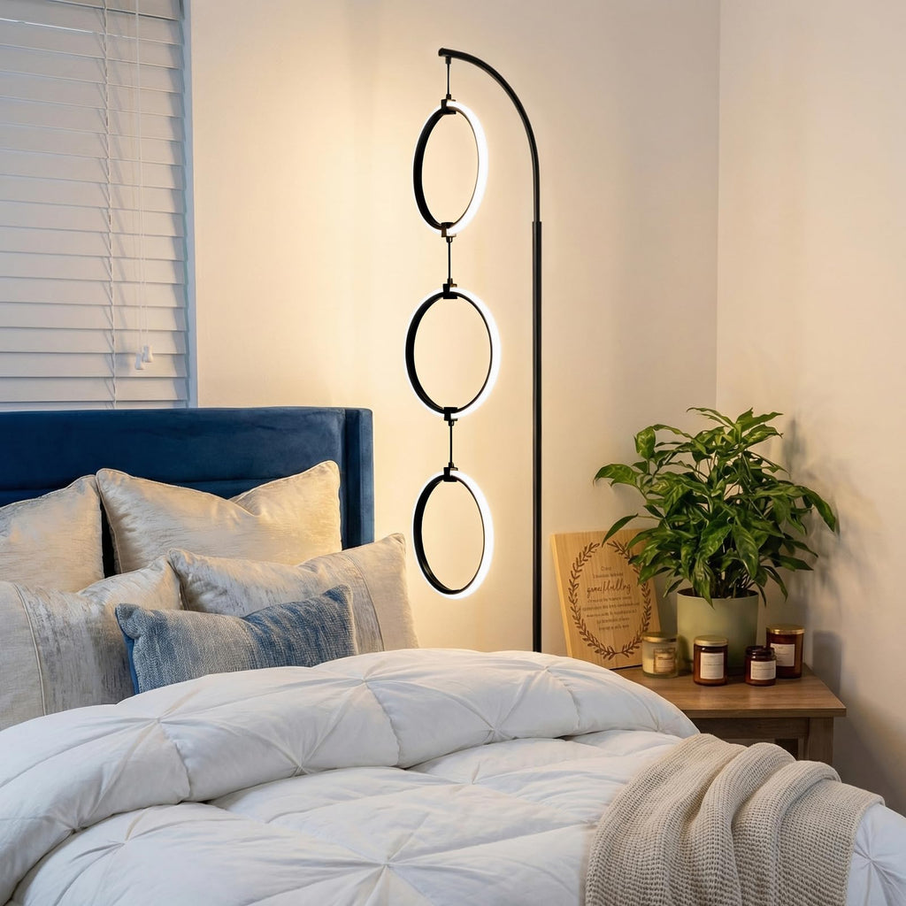 Black 3-Light LED Floor Lamp, Modern Arc Floor Lamp