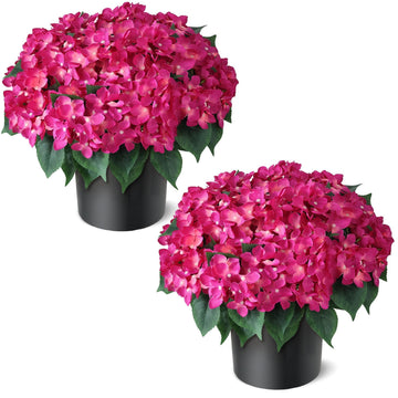 2 Sets Artificial Flower Topiary Ball Trees for Porch (Rose Red)