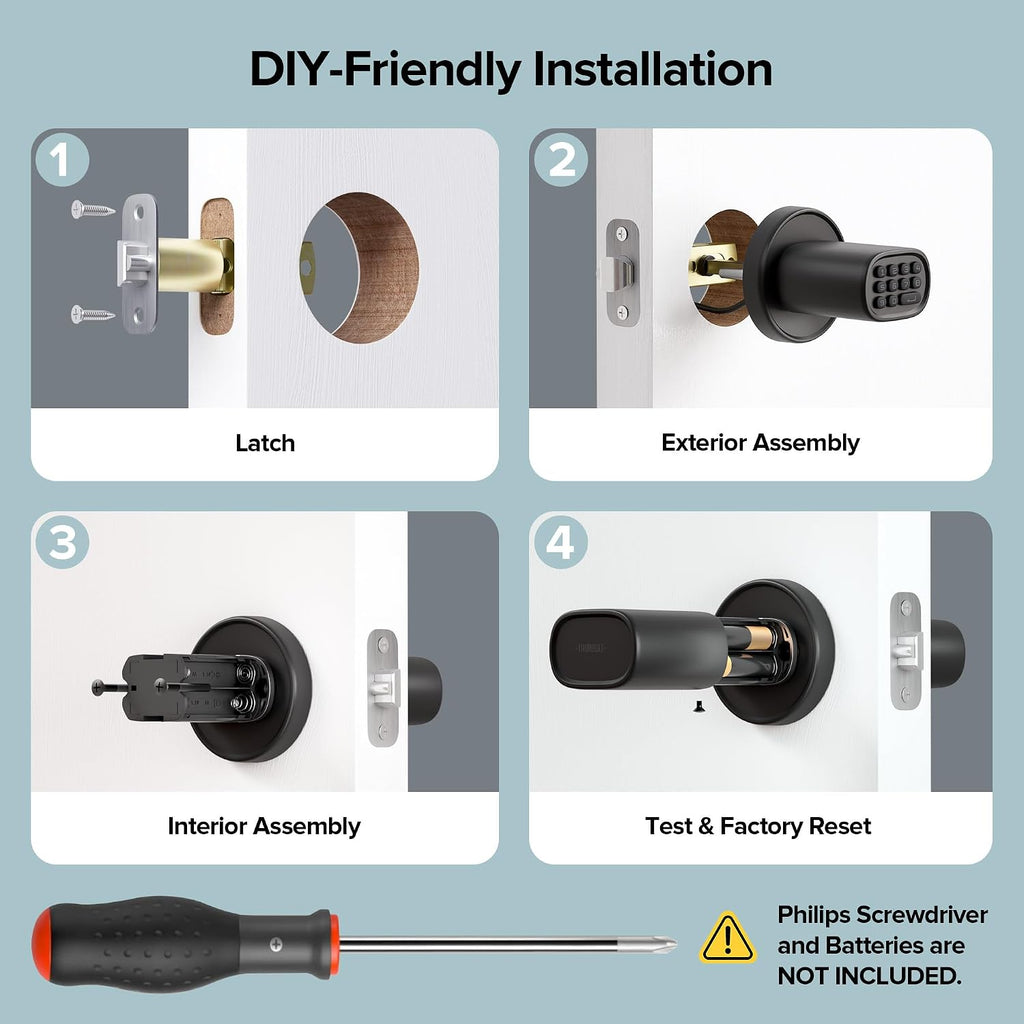 Door Knob with Keypad Keyless Entry for Interior, Black