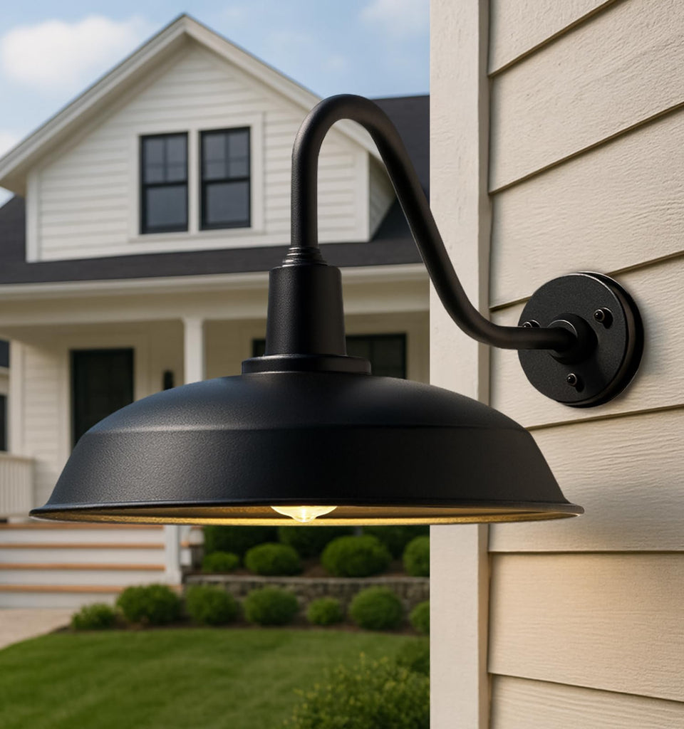 21" Large Black Gooseneck Barn Light, Outdoor Wall Fixture