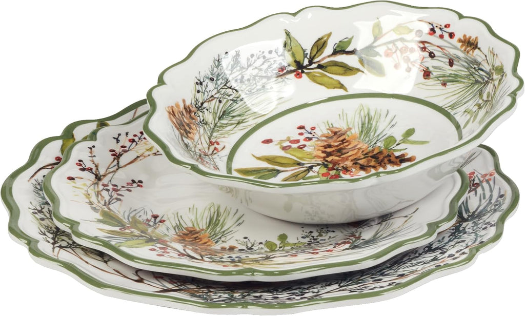 Winter Forest 12 Pc Dinnerware Set, Service for 4