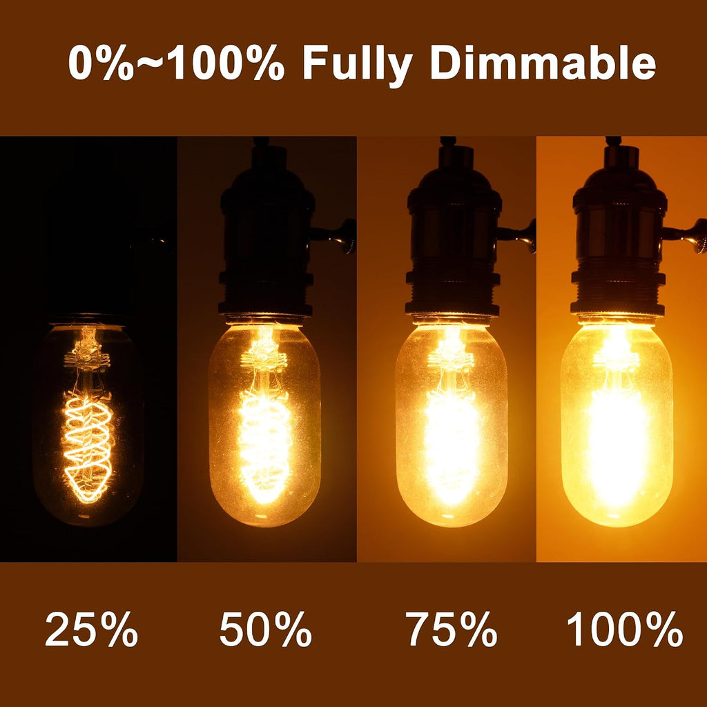 Warm T45 LED Edison Light Bulbs, 6W Equivalent to 60W, 2700K Warm White, Flexible Spiral Filament Light Bulbs