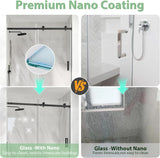 Frameless Shower Door, 55-60" W x 76" H Sliding Glass Shower Door