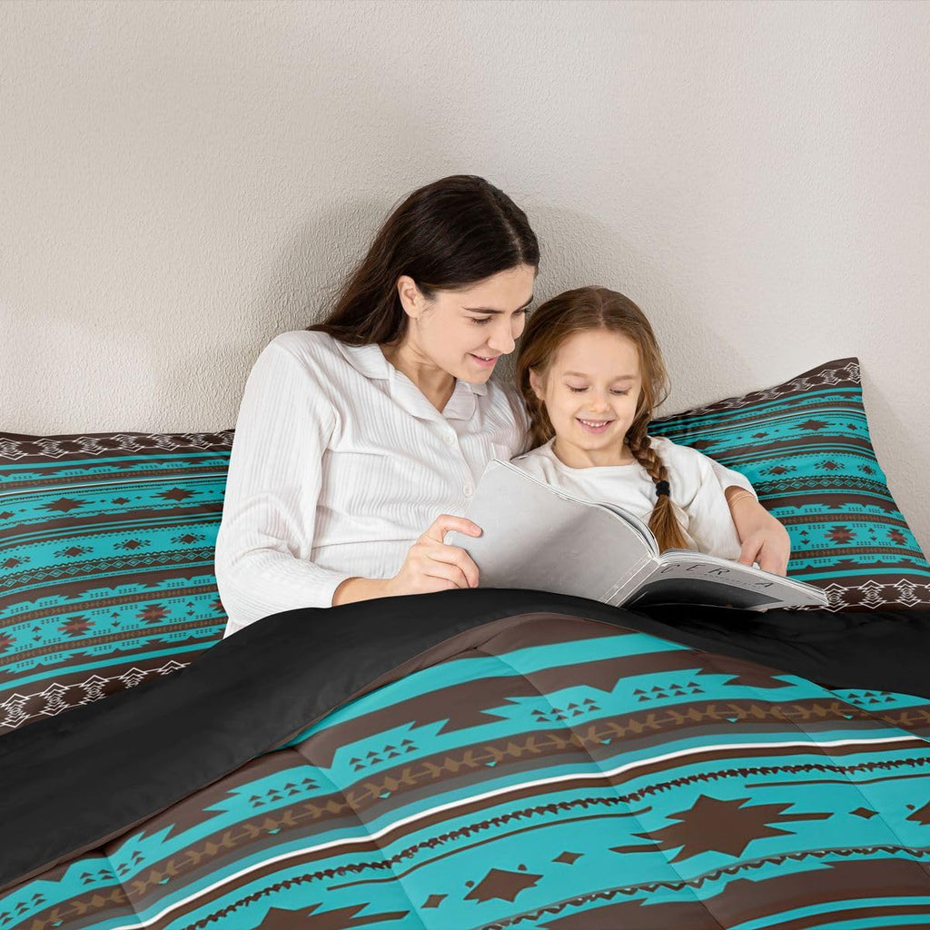 Boho Aztec Ethnic Comforter Set Tribal Bedding Set Queen Size