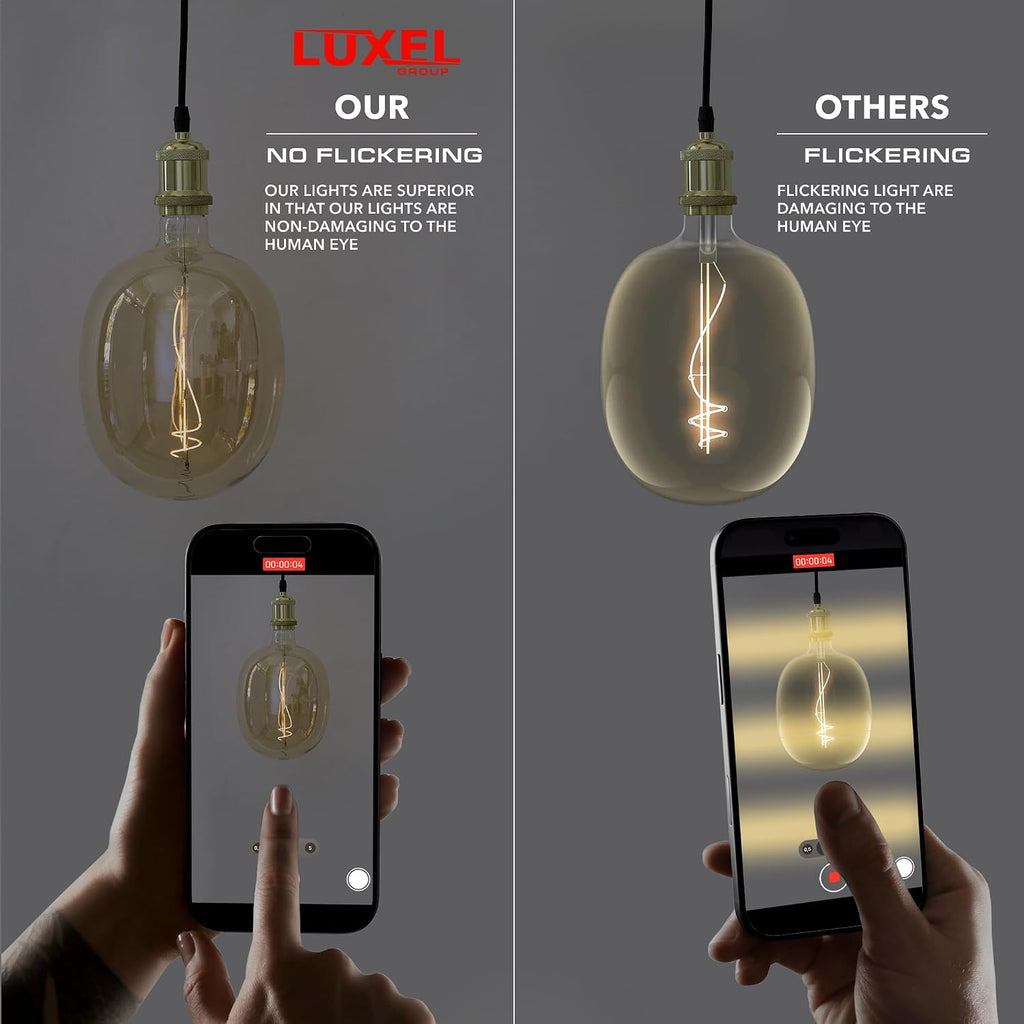 Oversized Edison LED Light Huge Bulb Vintage Ellipse 170 5W Equivalent 40W - Dimmable 2200K Warm Glow 300 Lumens