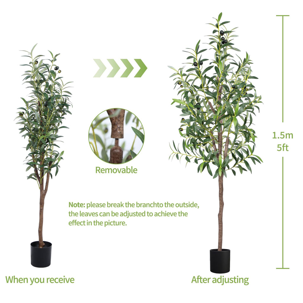 5FT Artificial Olive Tree, Tall Faux Olive Trees 60in Indoor, 1Pack