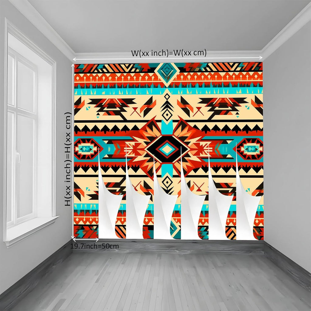 99" W x 69" H Non-Woven Mural Tribal Theme Traditional Geometric Theme Wallpaper Removable Not Self-Adhesive Large
