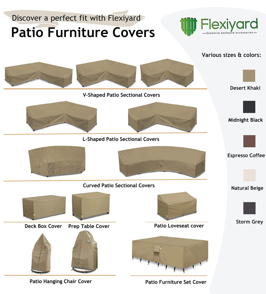 Heavy Duty Outdoor Sectional Sofa Cover, 104"X83" Waterproof 600D Patio Furniture Covers, L-Shaped Lawn Patio Couch