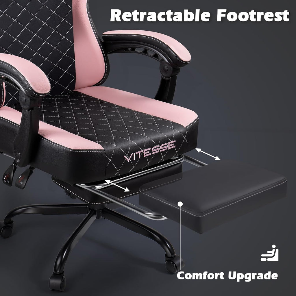 Ergonomic Gaming Chair for Adults | Computer Chair with Footrest, Heavy Duty Video Game Chair with Lumbar Support &