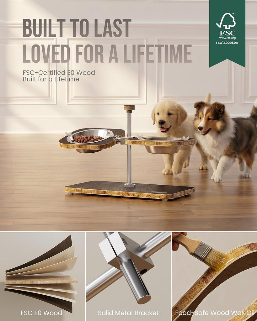 Elevated Dog Bowls, Adjustable Height & Tilt Bowl Stand