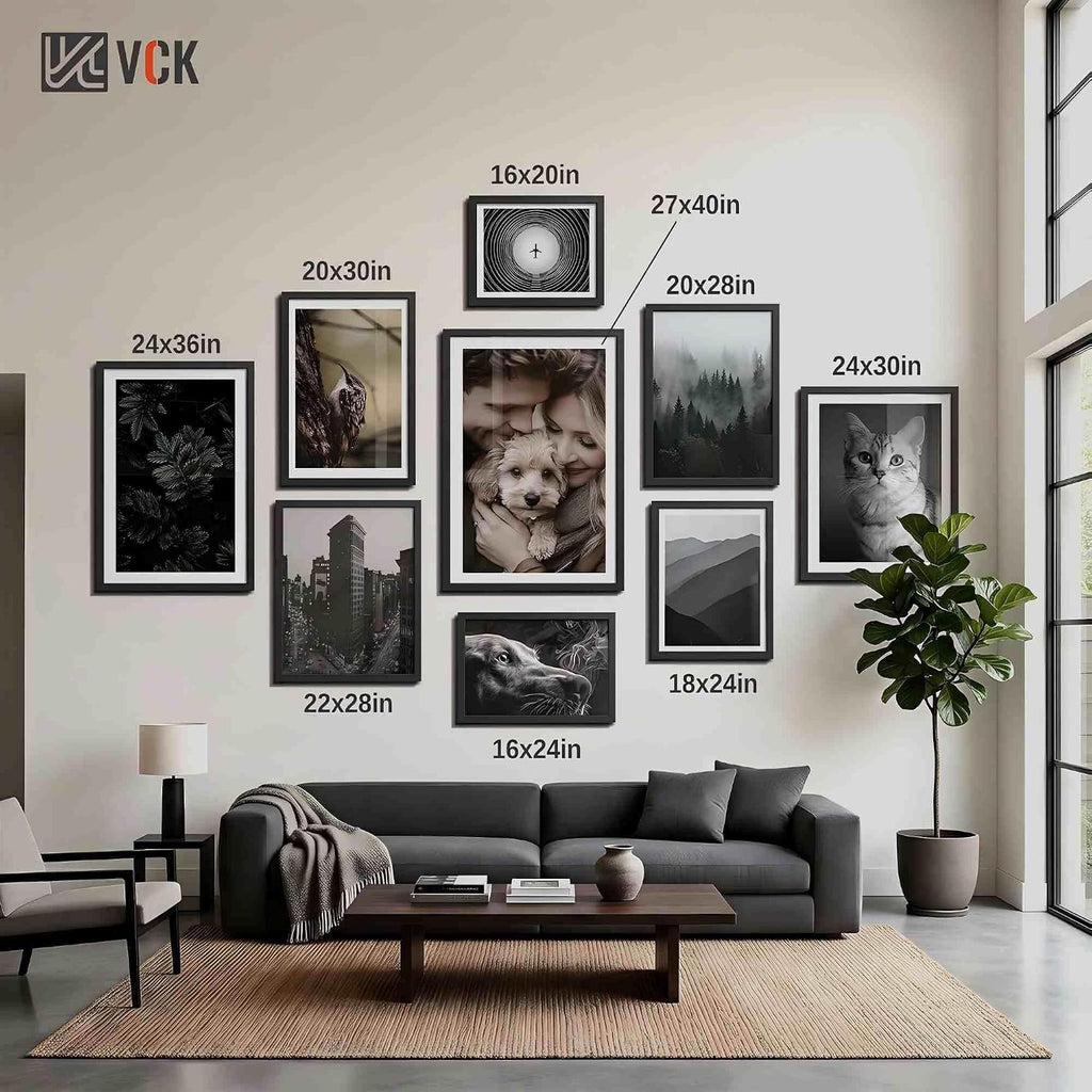 24x36 Poster Frame 5 Pack - Black Wood 24 x 36 Movie Poster Frames with Plexiglass for Wall Mounting