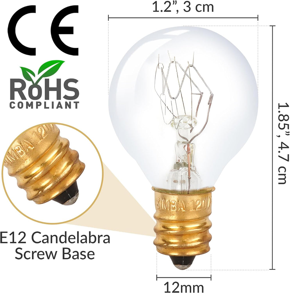 Aromatic Wax Warmer G30 Round Bulb 25W E12 120V, 12 Pack