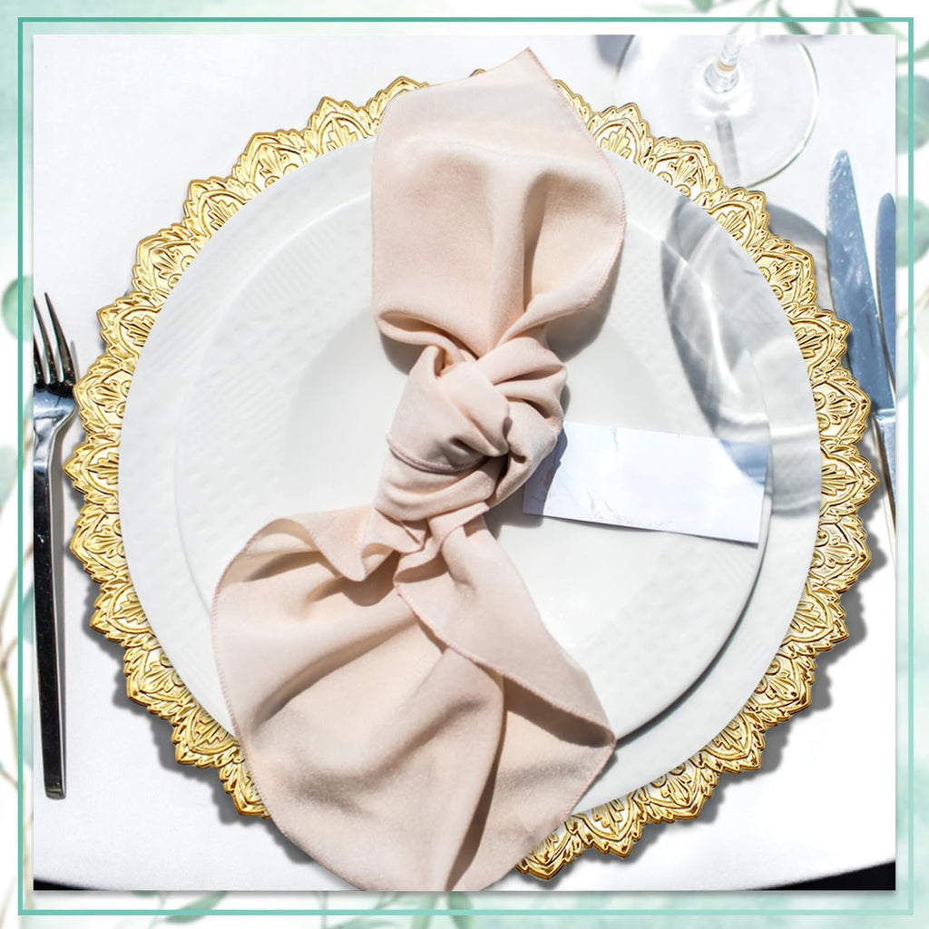13 Inch Charger Plates Set of 12 - Elegant Reusable Dinner Base Plates for Weddings, Parties, & Holiday Table Decor